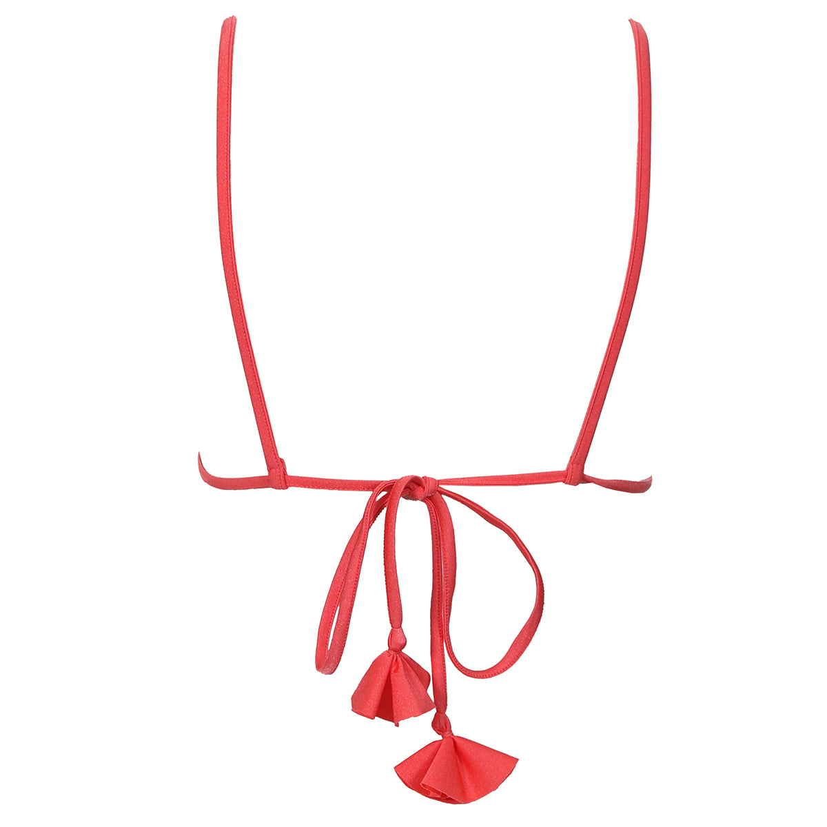 triangle string micro frill bikini top neon pink