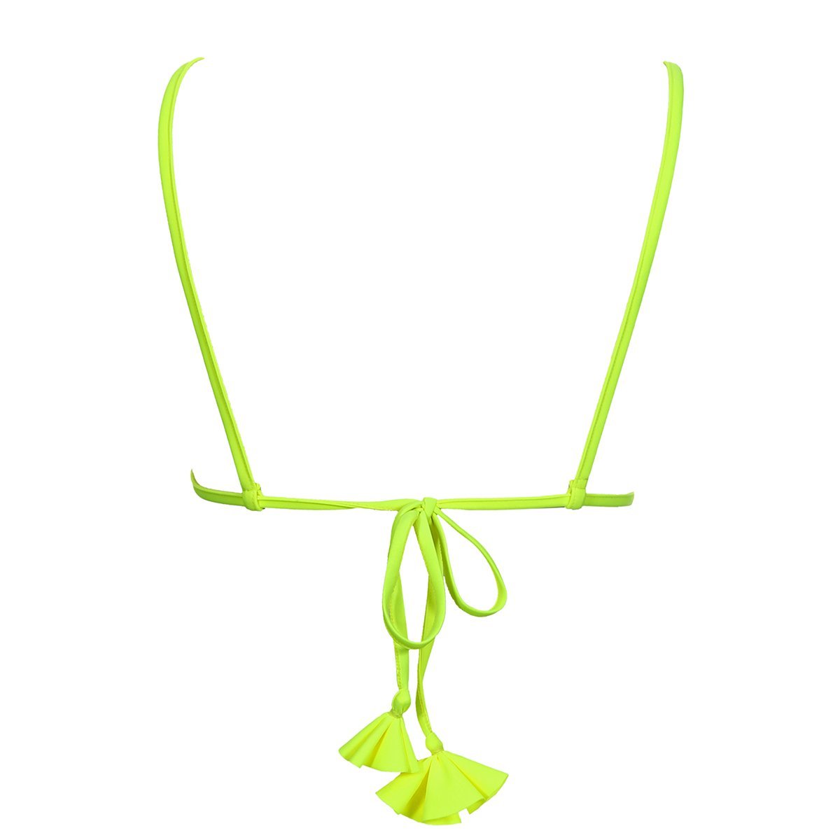 fixed micro triangle bikini top with tassel ties neon orange
