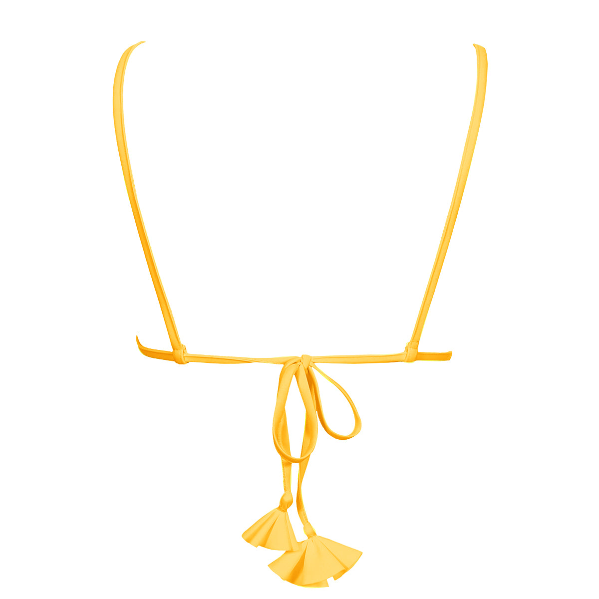 fixed micro triangle bikini top with tassel ties neon orange