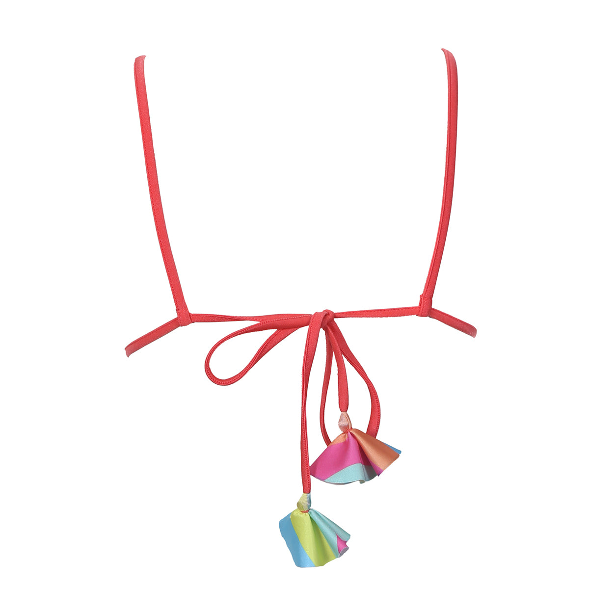 micro triangle string bikini top neon purple with tassel ties