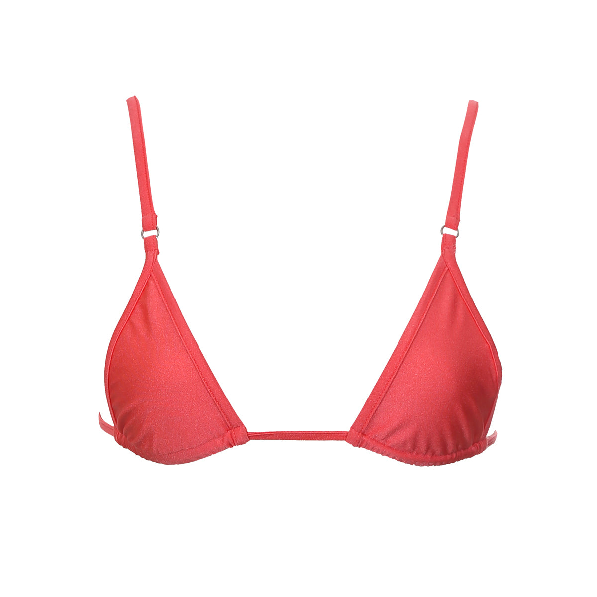 micro triangle string bikini top neon red with tassel ties