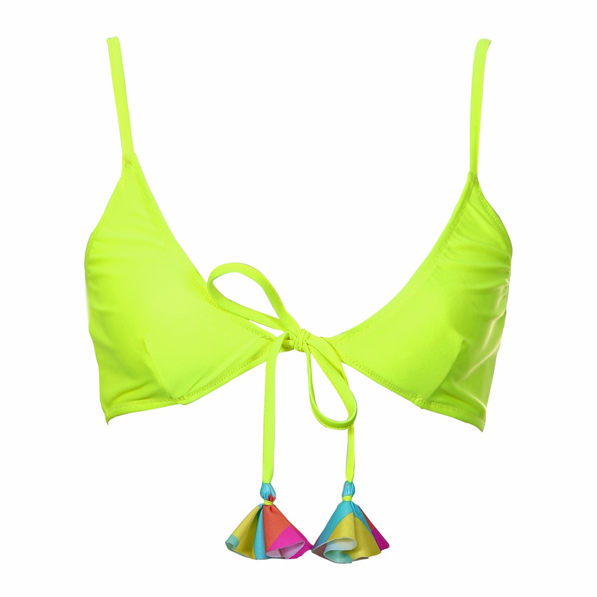 Tie front bralette bikini top neon yellow