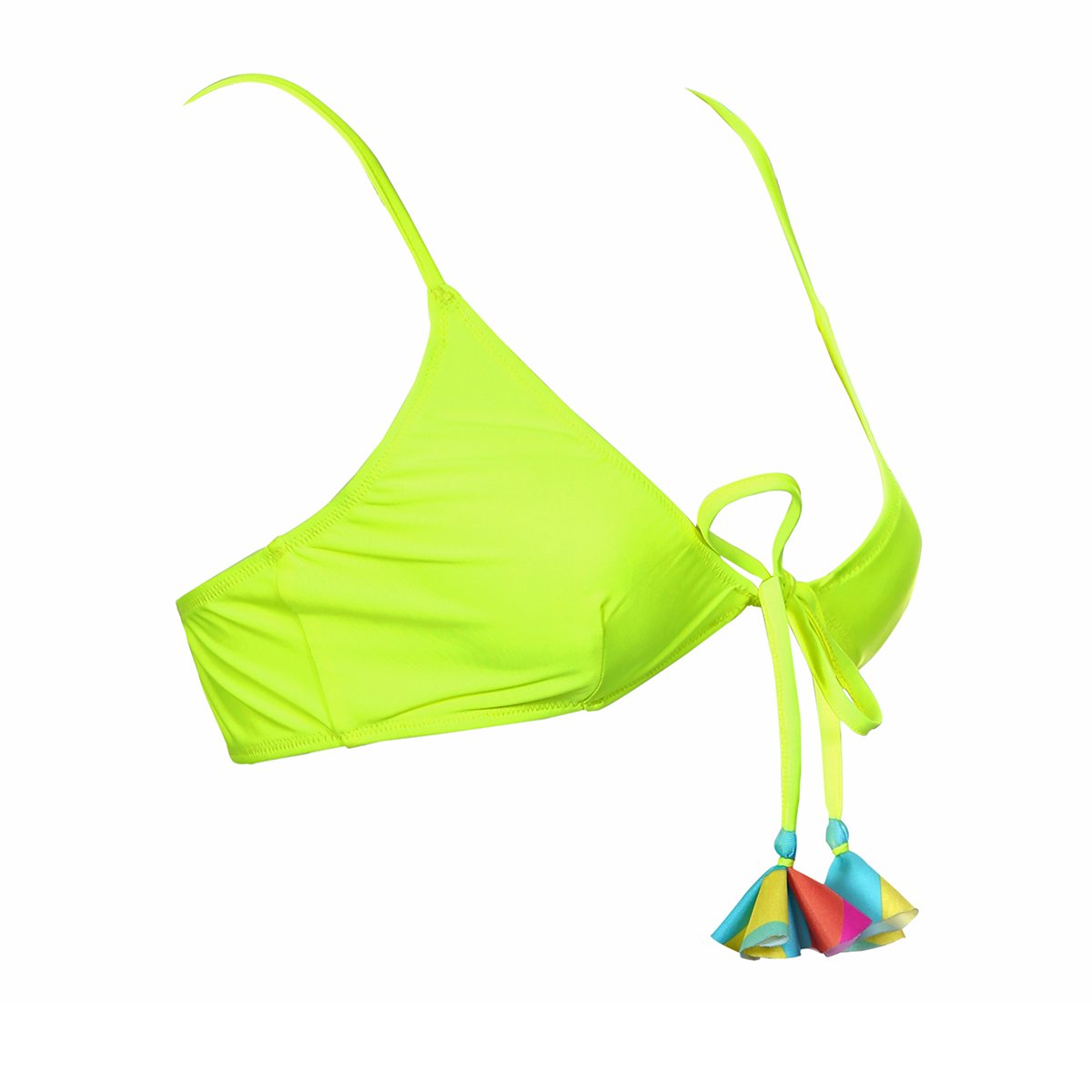 Tie front bralette bikini top neon yellow
