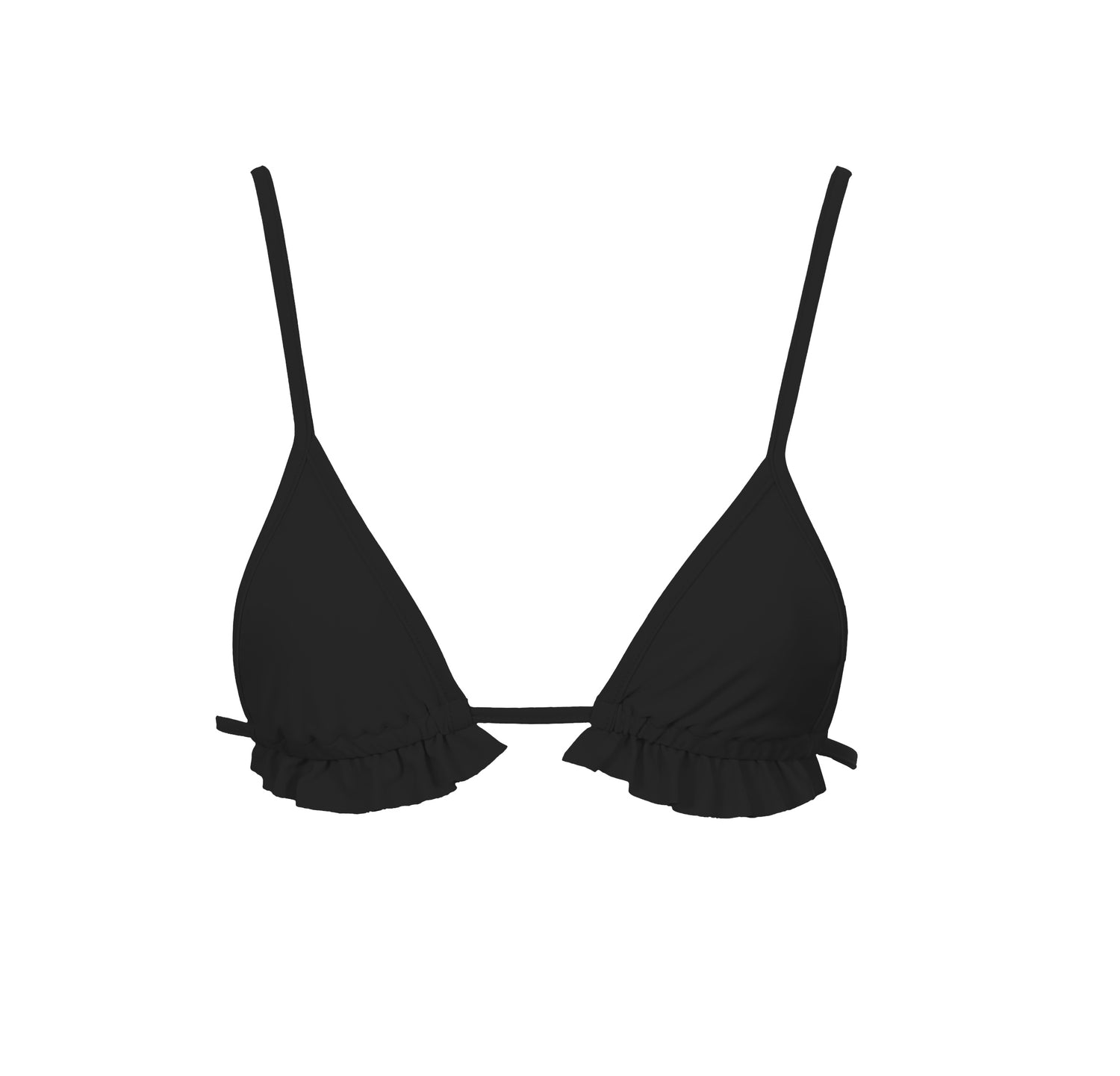 triangle string micro frill bikini top solid black