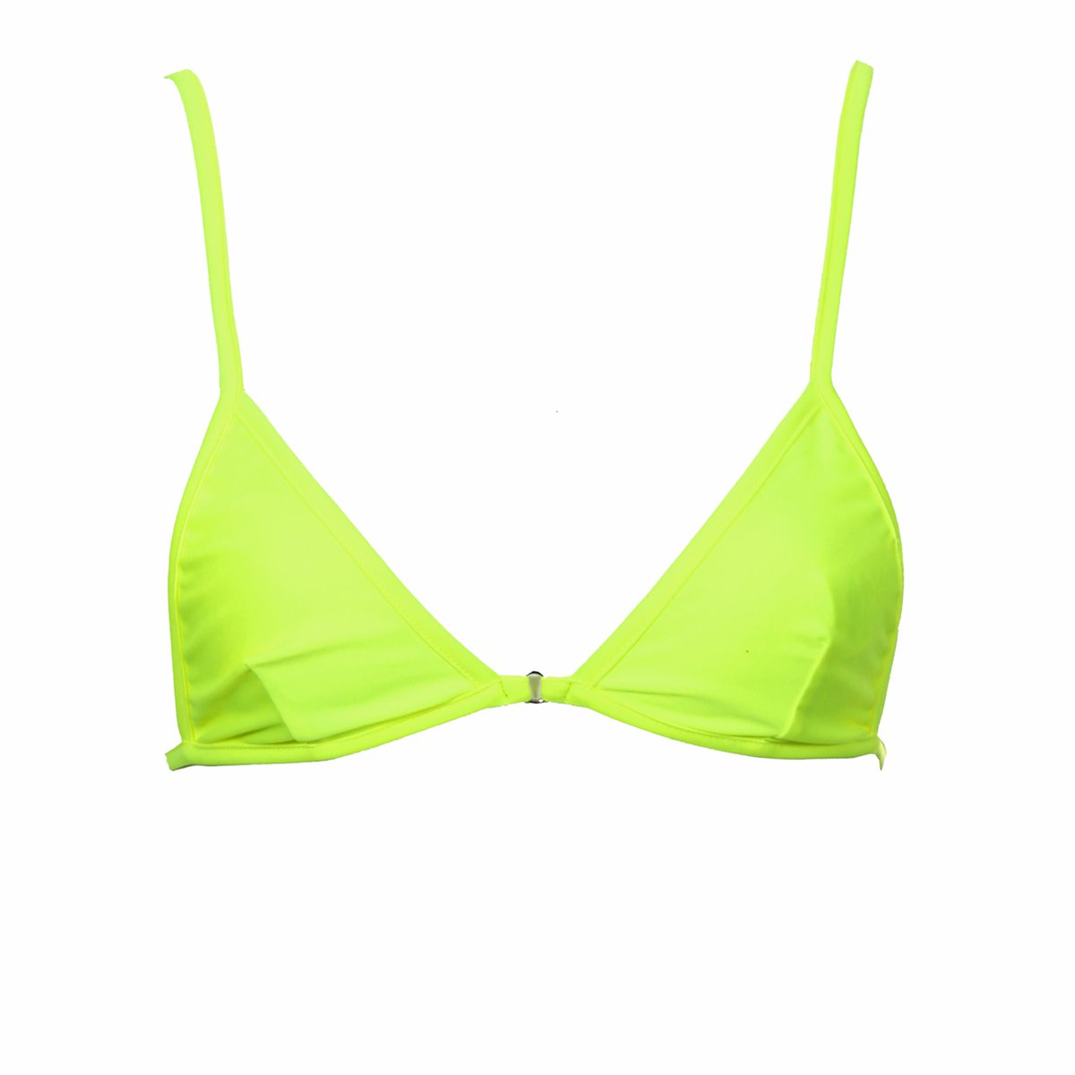 fixed micro triangle bikini top with tassel ties neon yellow