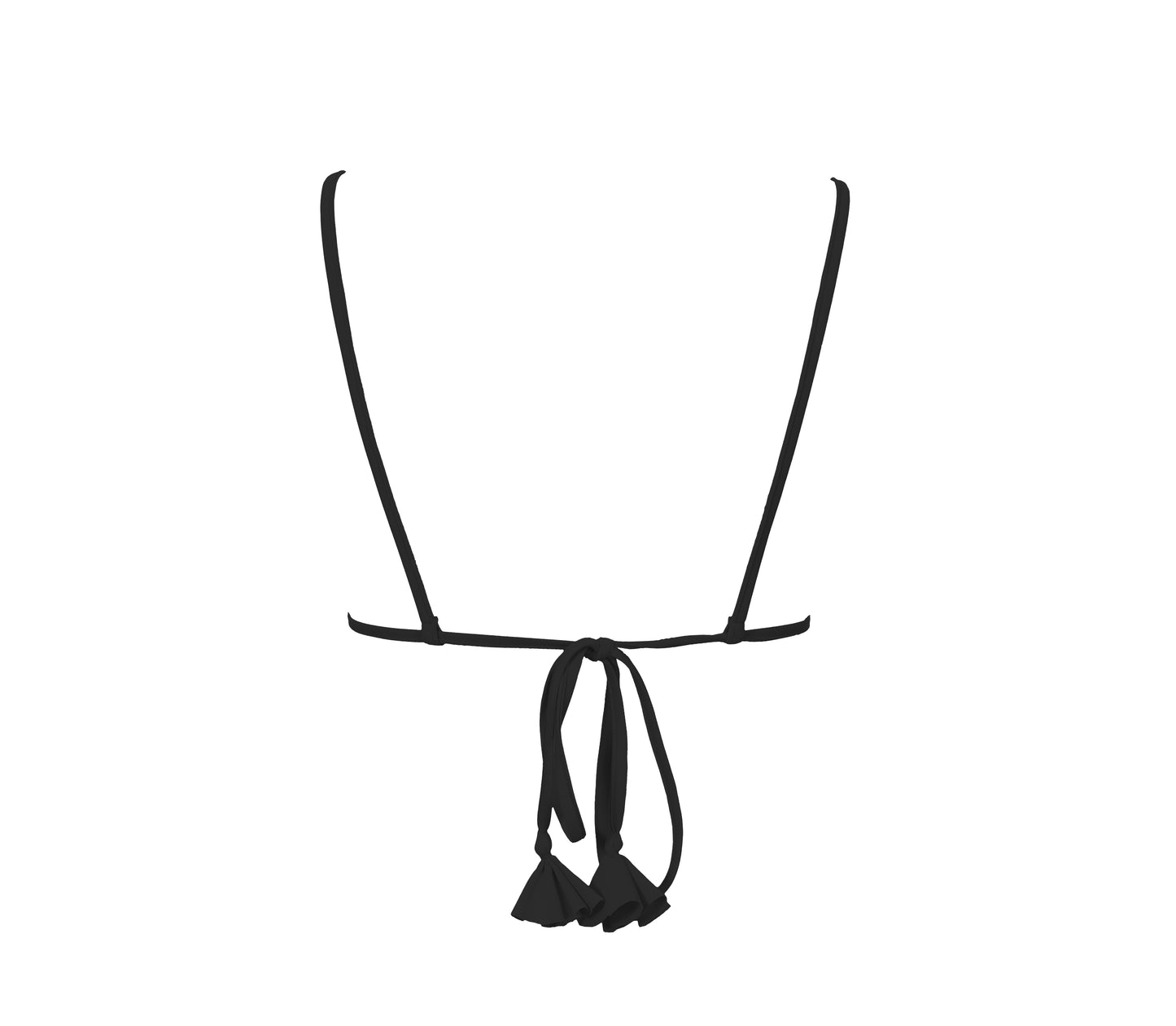 fixed micro triangle bikini top with tassel ties solid black