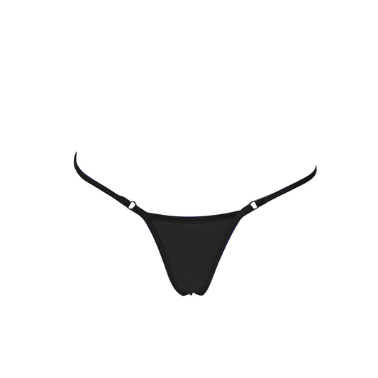 Thong string micro bikini bottom solid black