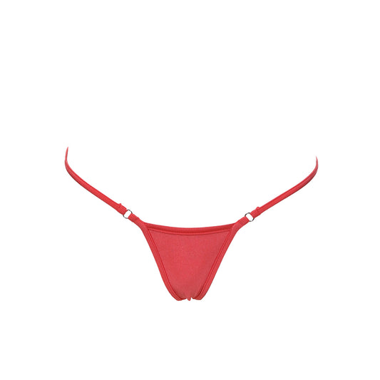 Thong string micro bikini bottom bright neon red
