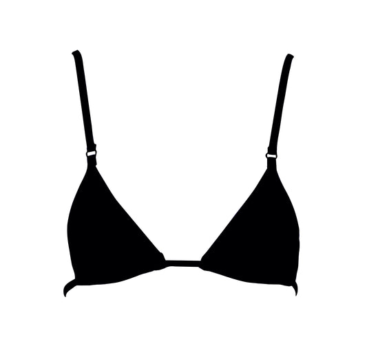 micro triangle string bikini top solid black with tassel ties