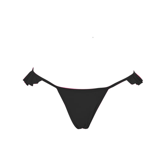 cheeky high cut string frill micro bikini solid black