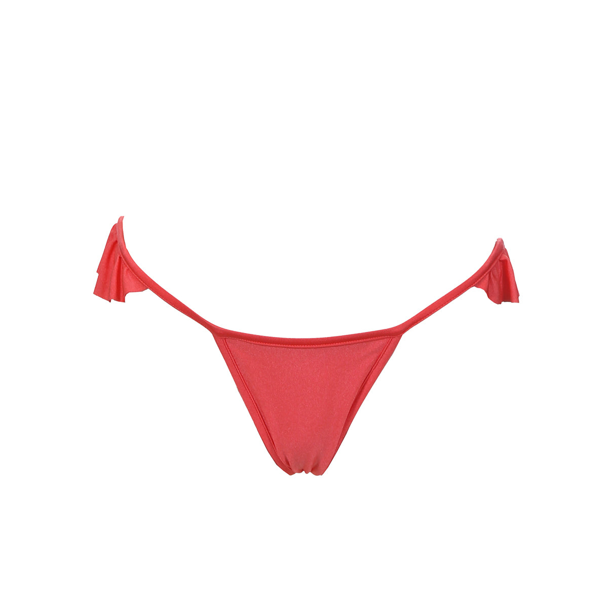 cheeky high cut string frill micro bikini neon red