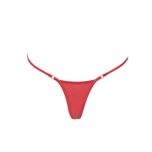 Thong string micro bikini bottom neon red