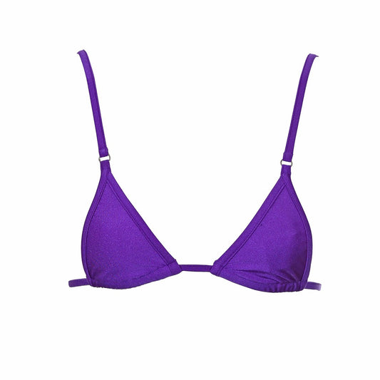 micro triangle string bikini top neon purple with tassel ties