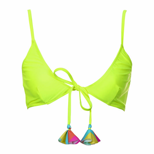 Tie front bralette bikini top neon fluro yellow